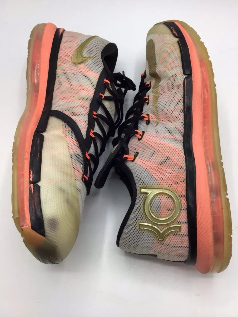 NIKE KD VI Elite Kevin Durant White/Metallic Gold 642838-100 Men Sz 11